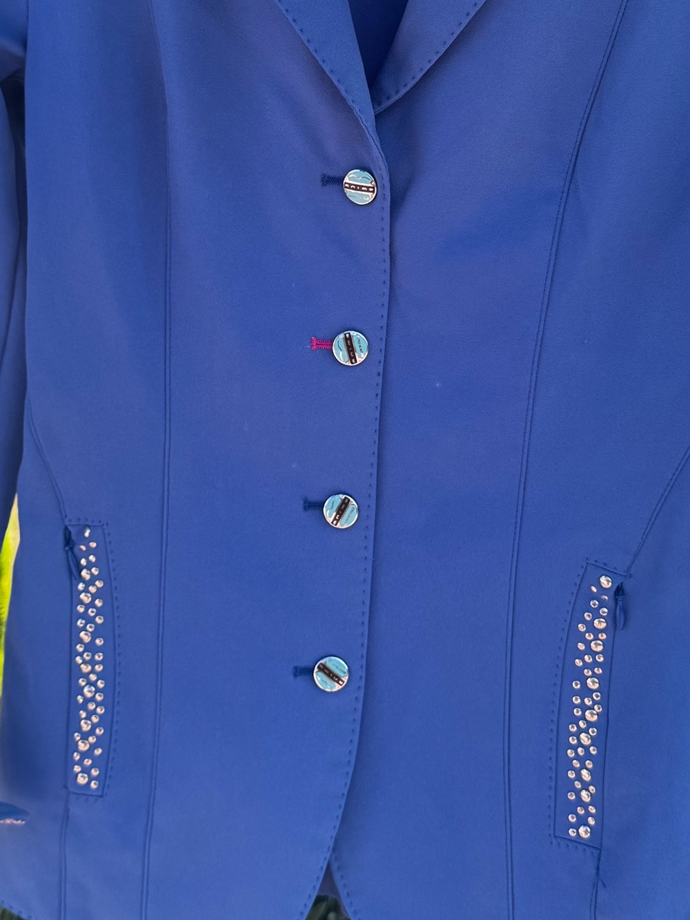 Animo Italia Show Jacket Blue w/ Stud Embellishments & Floral Trim IT 40/US 4 - Picture 3 of 16